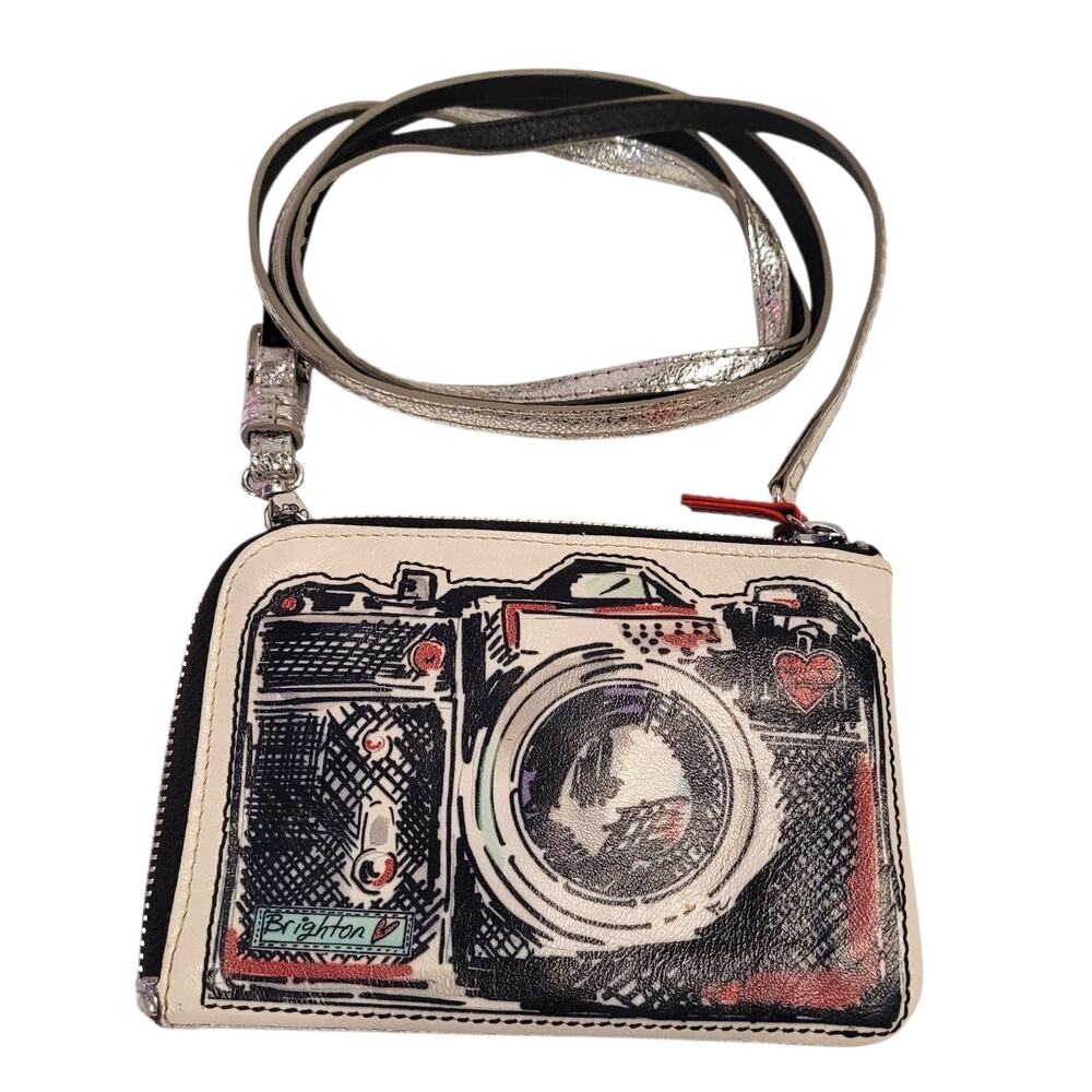 Brighton Crossbody Bag Leather Camera Strike A Pose Mini Card Detachable Strap